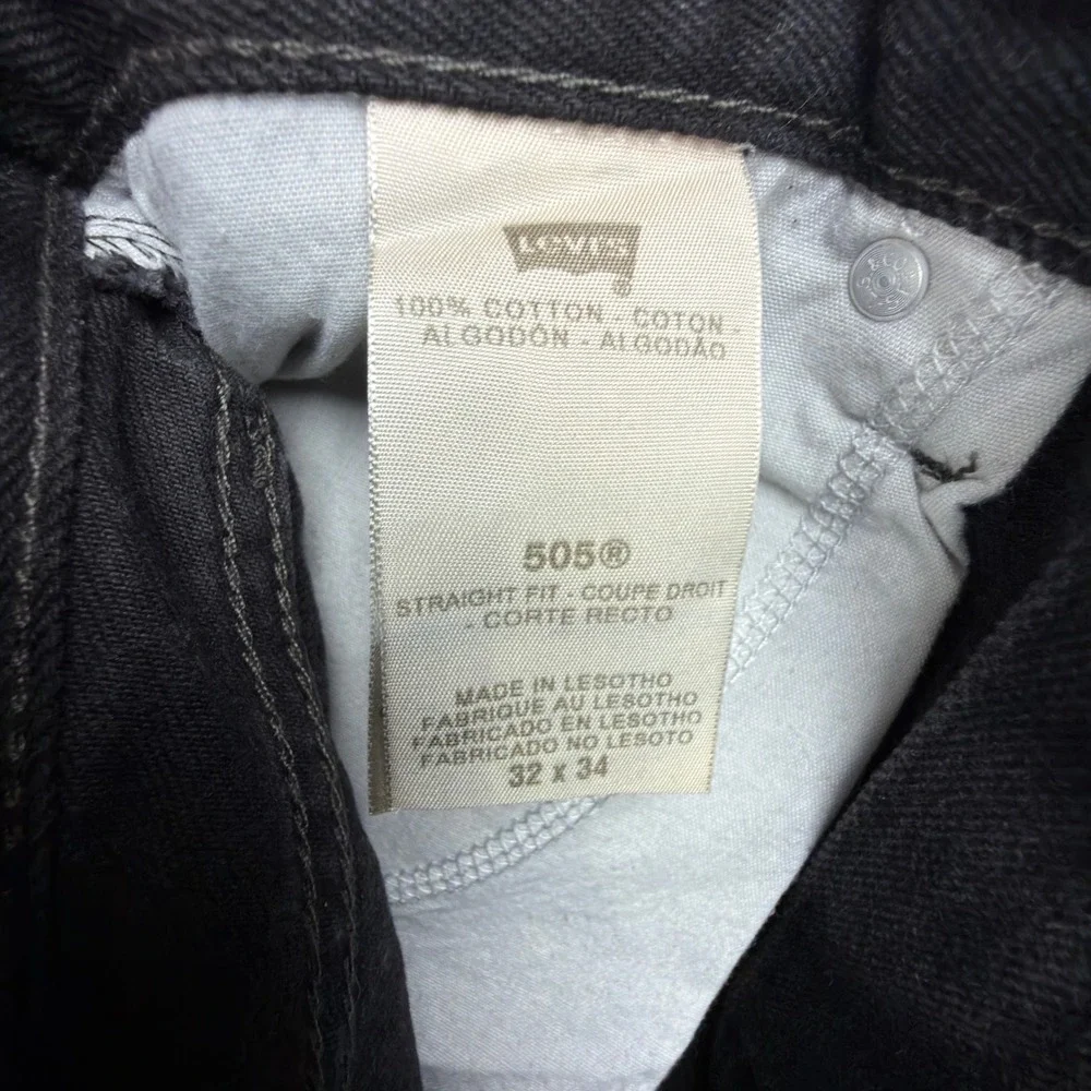Levis 505 Regular Fit Straight Leg Jeans Mens 32x34 Black NWT NOS Vintage